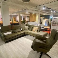 Steinpol Polstergruppen|Polstergruppe Cesaro Casada Leder Olive Grün Gestell Edelstahl Füße Schwarz Edelstahl Lackiert Mit Elektrischen Verstellungen Der Kopfstützen Und Fußablage Inklusive 5 Kissen