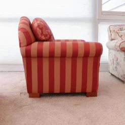 Finkeldei Polstergruppen|Polstergruppe Clara 334 Stoff Rot Beige Gold Füße Kirschbaum Lackiert