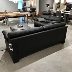 Erpo Polstergruppen|Polstergruppe GA210 Leder E 170 136 Schwarz Mit Armlehnkissen Und Verstellbarer Kopfstütze