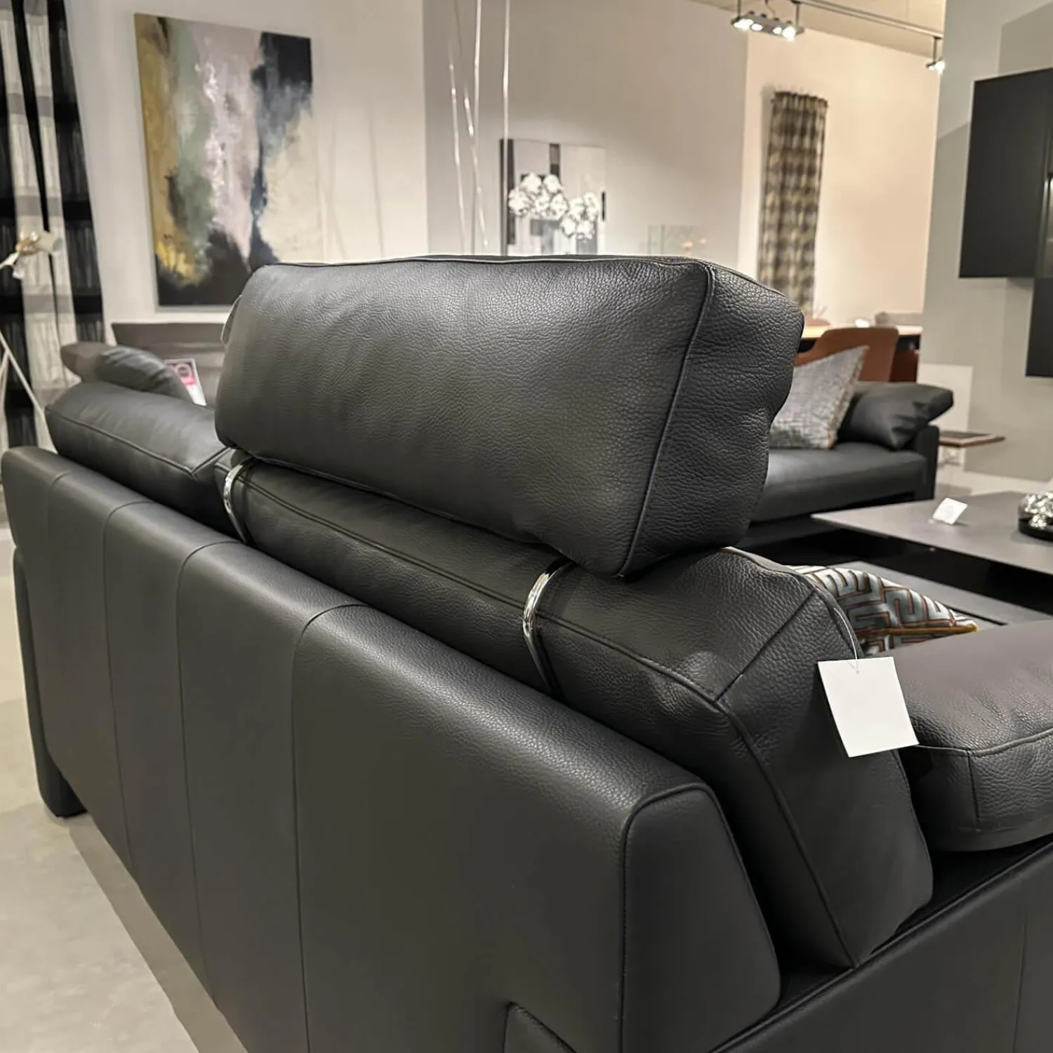 Erpo Polstergruppen|Polstergruppe GA210 Leder E 170 136 Schwarz Mit Armlehnkissen Und Verstellbarer Kopfstütze