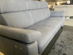 Arco Polstergruppen|Polstergruppe Havannah Stoff Eldorado Hellblau Grau Füße Metall Schwarz Lackiert Mit Armteilverstellung Und Elektrischen Sitzvorzug