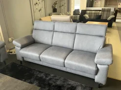 Arco Polstergruppen|Polstergruppe Havannah Stoff Eldorado Hellblau Grau Füße Metall Schwarz Lackiert Mit Armteilverstellung Und Elektrischen Sitzvorzug