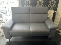 Arco Polstergruppen|Polstergruppe Havannah Stoff Eldorado Hellblau Grau Füße Metall Schwarz Lackiert Mit Armteilverstellung Und Elektrischen Sitzvorzug