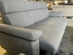 Arco Polstergruppen|Polstergruppe Havannah Stoff Eldorado Hellblau Grau Füße Metall Schwarz Lackiert Mit Armteilverstellung Und Elektrischen Sitzvorzug