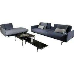 Rolf Benz Polstergruppen|Polstergruppe Liv Smart Stoff 24.415 Graublau 24.144 Schwarzblau Aluminiumgestell Verkehrschwarz mit Couchtisch-Set