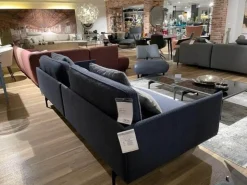 Rolf Benz Polstergruppen|Polstergruppe Liv Smart Stoff 24.415 Graublau 24.144 Schwarzblau Aluminiumgestell Verkehrschwarz mit Couchtisch-Set