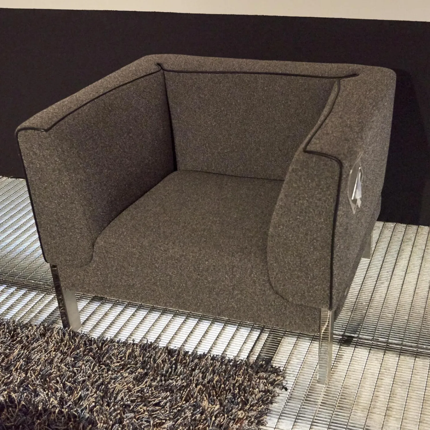 Credo Polstergruppen|Polstergruppe Lobby Stoff 9400 Clip Grau Naht Keder 80293 Rio Anthrazit Füße Vierkant Chrom