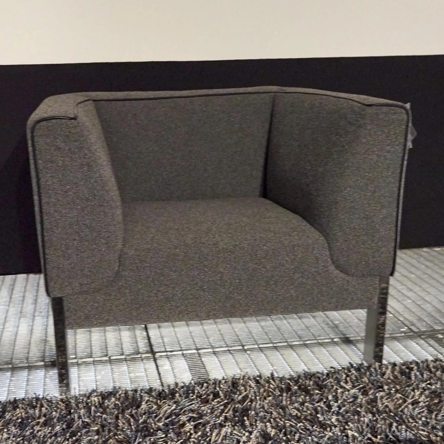 Credo Polstergruppen|Polstergruppe Lobby Stoff 9400 Clip Grau Naht Keder 80293 Rio Anthrazit Füße Vierkant Chrom