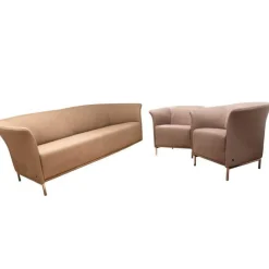 WK Wohnen Polstergruppen|Polstergruppe Navarro Anilin-Dickleder Füße Metallbügel Nickel Satiniert