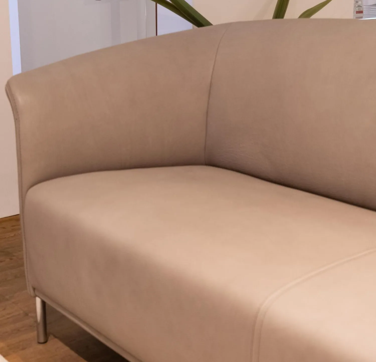 WK Wohnen Polstergruppen|Polstergruppe Navarro Anilin-Dickleder Füße Metallbügel Nickel Satiniert