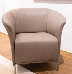 WK Wohnen Polstergruppen|Polstergruppe Navarro Anilin-Dickleder Füße Metallbügel Nickel Satiniert