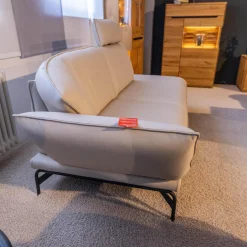 himolla Polstergruppen|Polstergruppe Nova 1378 Bezug Leder 24 Longru Nebel Beige Grau Füße Anthrazit Pulverbeschichtet