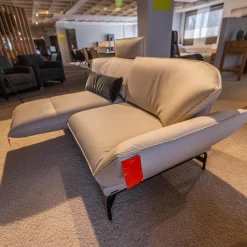 himolla Polstergruppen|Polstergruppe Nova 1378 Bezug Leder 24 Longru Nebel Beige Grau Füße Anthrazit Pulverbeschichtet