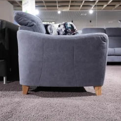 Ponsel Polstergruppen|Polstergruppe Prato Leder 877 02 Grau Blau Fuß F912 Eiche Bianco Inklusive Kissen