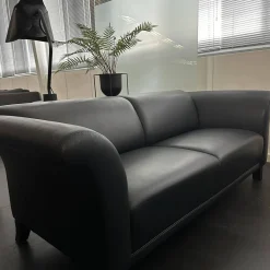 Werther Polstergruppen|Polstergruppe Sofa Prestige Bezug Leder L9999C Grain Schwarz Fuß Holz Schwarz