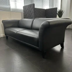 Werther Polstergruppen|Polstergruppe Sofa Prestige Bezug Leder L9999C Grain Schwarz Fuß Holz Schwarz