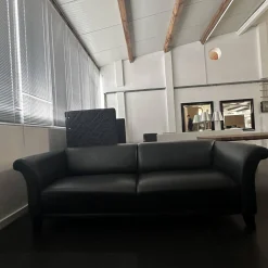 Werther Polstergruppen|Polstergruppe Sofa Prestige Bezug Leder L9999C Grain Schwarz Fuß Holz Schwarz