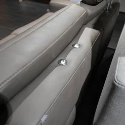 Hukla Polstergruppen|Polstergruppe VS HU1064 Leder F2 Bezug 58 Vivre Greystone Grau Füße Metall ChromInklusive Kissen