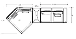 Minotti Wohnlandschaften|Polstergruppe West Stoff Fisher 10 Ghiacciol Grau Inklusive Tischelement Und Kissen