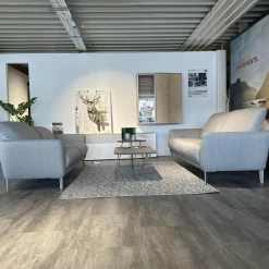 WK Wohnen Polstergruppen|Polstergruppe WK 652 Mit 2 Sofas Stoff JAB Grau PG 3 Fuß Alu Matt Sitze Soft