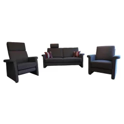 Wemafa Polstergruppen|Polstergruppe York 520 Sofa 2,5 Sitzig, Sessel, Funktionssessel Stoff Bezug Dunkelbraun Melliert 455 080 Funktionssessel Manuell Stufenlos Verstellbar