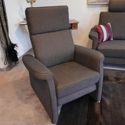 Wemafa Polstergruppen|Polstergruppe York 520 Sofa 2,5 Sitzig, Sessel, Funktionssessel Stoff Bezug Dunkelbraun Melliert 455 080 Funktionssessel Manuell Stufenlos Verstellbar