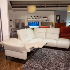 DFM Ecksofas|Polsterkombi CR Victoria Leder WM Light Grey Fuß MR2 Schwarz