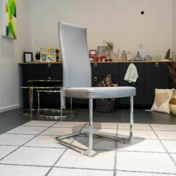 Tecta Einzelstühle|Polster-Kragstuhl B25-1P Leder Taupe Mit Stahlgestell Verchromt