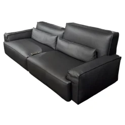 WK Wohnen 2-Sitzer-Sofas|Polstermöbel WK 530 Gracella Leder Cougar Farbe 10 Schwarz Metallfuß Matt Anthrazit Lackiert