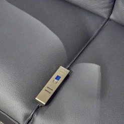 WK Wohnen 2-Sitzer-Sofas|Polstermöbel WK 530 Gracella Leder Cougar Farbe 10 Schwarz Metallfuß Matt Anthrazit Lackiert