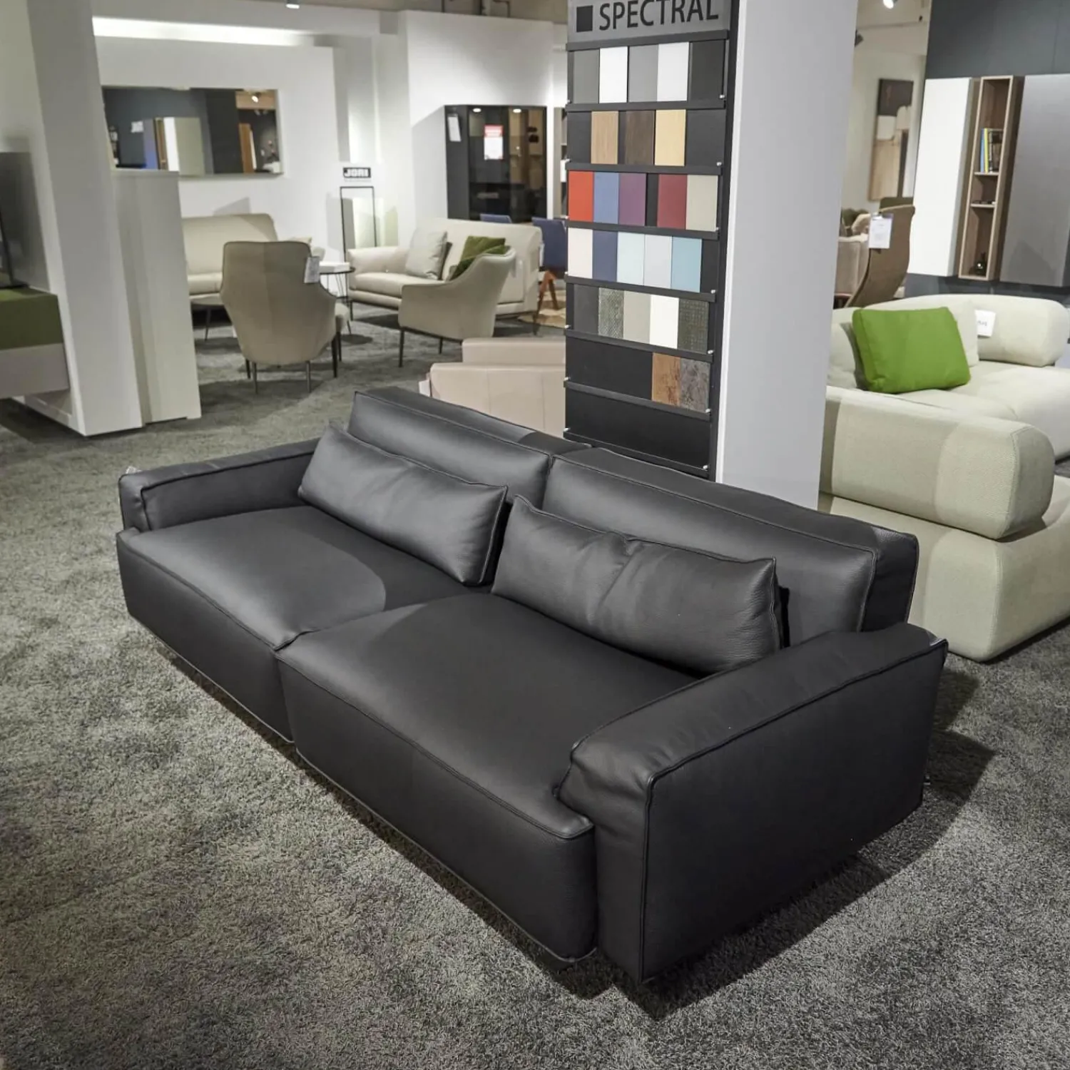 WK Wohnen 2-Sitzer-Sofas|Polstermöbel WK 530 Gracella Leder Cougar Farbe 10 Schwarz Metallfuß Matt Anthrazit Lackiert