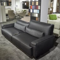 WK Wohnen 2-Sitzer-Sofas|Polstermöbel WK 530 Gracella Leder Cougar Farbe 10 Schwarz Metallfuß Matt Anthrazit Lackiert