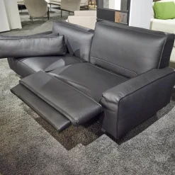 WK Wohnen 2-Sitzer-Sofas|Polstermöbel WK 530 Gracella Leder Cougar Farbe 10 Schwarz Metallfuß Matt Anthrazit Lackiert
