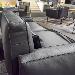 WK Wohnen 2-Sitzer-Sofas|Polstermöbel WK 530 Gracella Leder Cougar Farbe 10 Schwarz Metallfuß Matt Anthrazit Lackiert