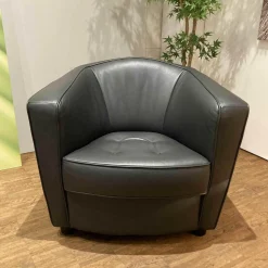 Erpo Relaxsessel|Polstersessel Classics CL 190 Leder I-43.059 Anthrazit Holzfüsse Schwarz