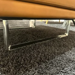 Walter Knoll Hocker & Sitzsäcke|Polstersitz Prime Time 490 H1 Leder Elen 1401 Tan Braun Kufen Aluminium Poliert