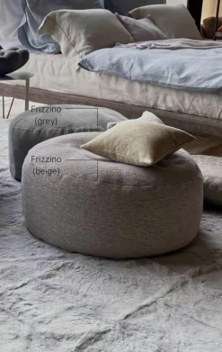 Ivano Redaelli Hocker & Sitzsäcke|Pouf Frizzino Bezug Stoff Frise 01 Beige Grau Ohne Dekokissen