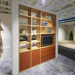 Rietberger Möbelwerke Regale|Raumteiler Axor-S Eiche Sand Lack Ziegelrot