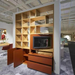 Rietberger Möbelwerke Regale|Raumteiler Axor-S Eiche Sand Lack Ziegelrot