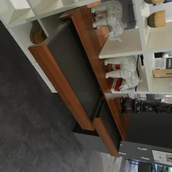 Musterring Regale|Raumteiler Regal Kara 61697 Lack Weiß Nussbaum Nova Griff Edelstahl