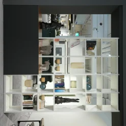 Musterring Regale|Raumteiler Regal Kara 61697 Lack Weiß Nussbaum Nova Griff Edelstahl