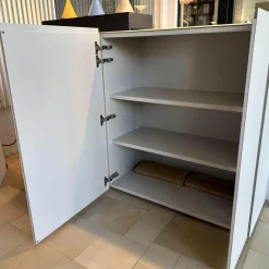 Interlübke Kommoden & Sideboards|Raumteiler Sideboard Jorel Korpus Lack Greige Grau Beige Front Optiwhite Mattglas Greige Grau Beige