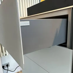 Interlübke Kommoden & Sideboards|Raumteiler Sideboard Jorel Korpus Lack Greige Grau Beige Front Optiwhite Mattglas Greige Grau Beige