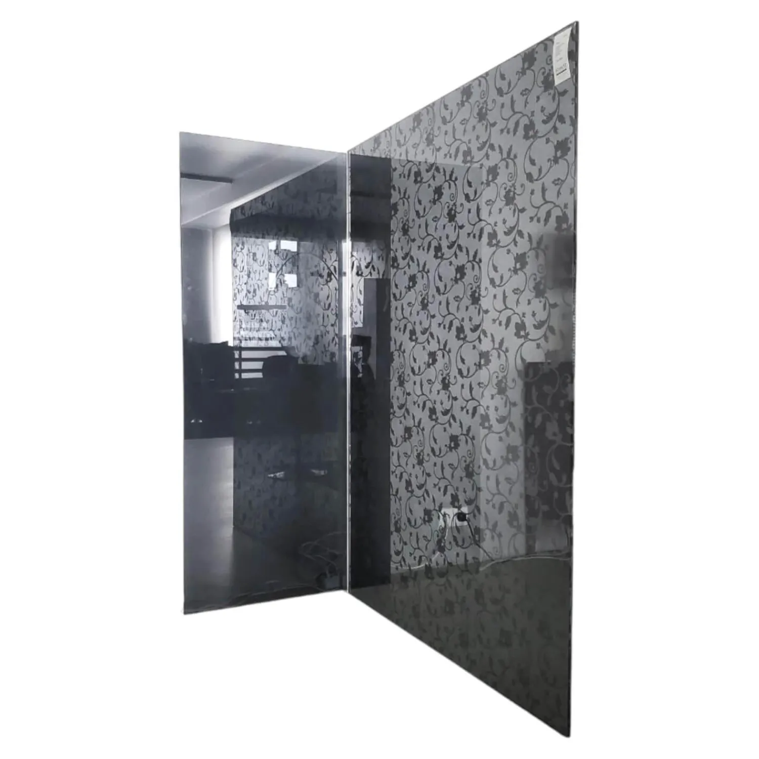 Glas Italia Regale|Raumteiler Wall SIO2 Rauchglas Schwarz Mit Floralem Muster