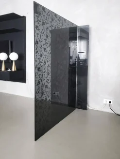 Glas Italia Regale|Raumteiler Wall SIO2 Rauchglas Schwarz Mit Floralem Muster