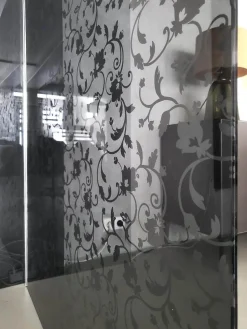 Glas Italia Regale|Raumteiler Wall SIO2 Rauchglas Schwarz Mit Floralem Muster
