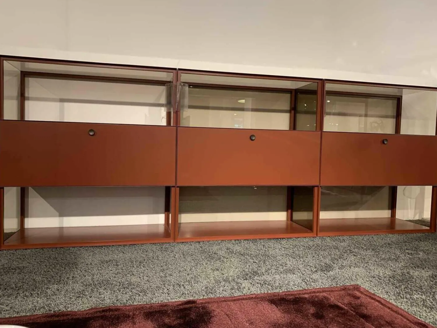 Piure Regale|Raumteiler-Regal Mesh 3-teilig Mattlack Grau Rot