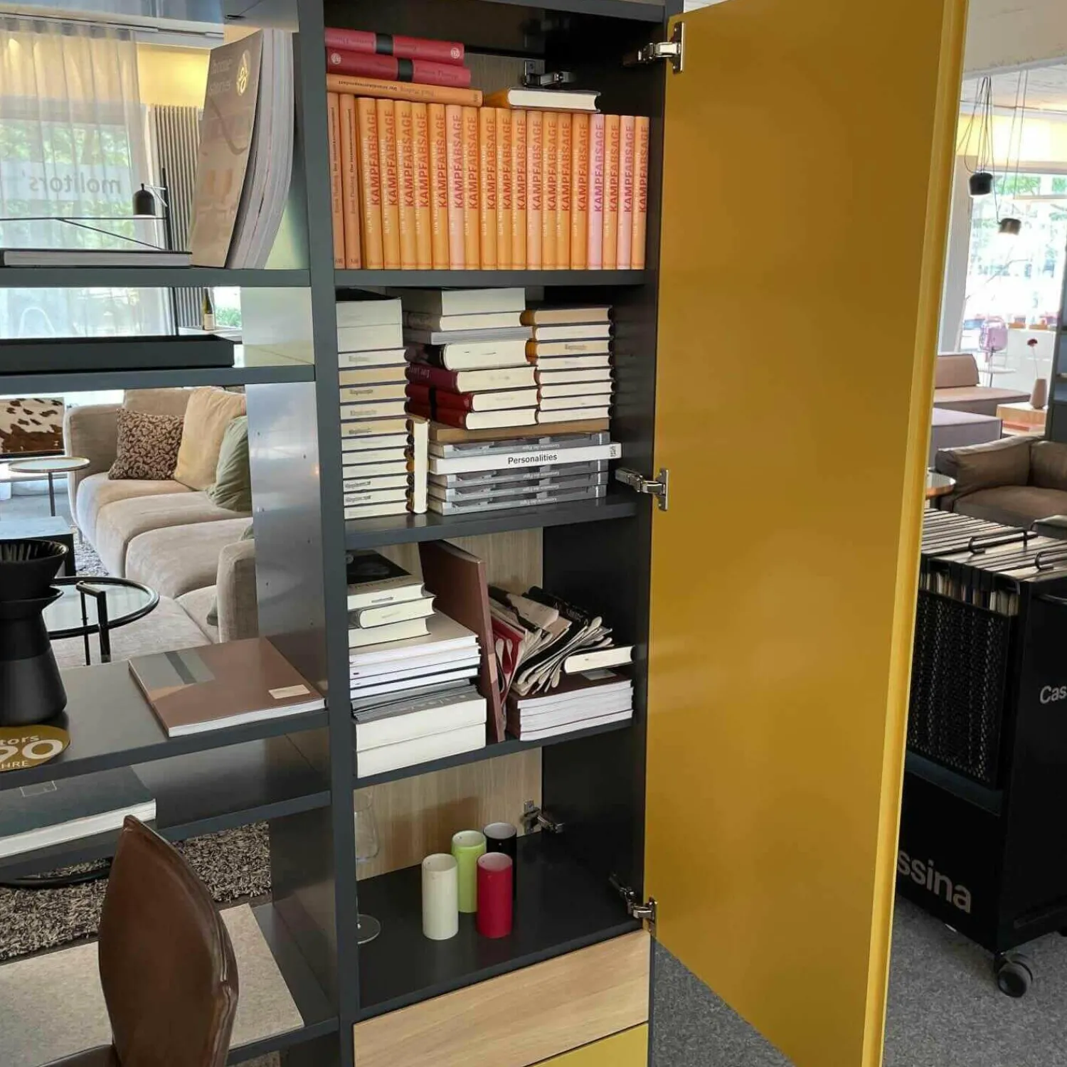 Interlübke Regale|Raumteilerregal Studimo Lack Matt Anthrazit Fronten Lack Matt Curry Eiche Furnier