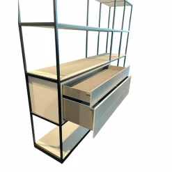 Interlübke Regale|Raumteiler-Regal Tado Korpus MDF Lack M14 Platin Grau Profil Aluminium Schwarz Eloxiert