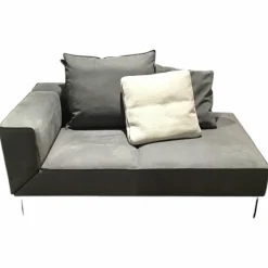 Jori Daybeds & Recamieren|Recamiere Landscape Leder Nubuck Antraciet Anthrazit Gestell Metall Lack Schwarz Matt Inklusive Kissen